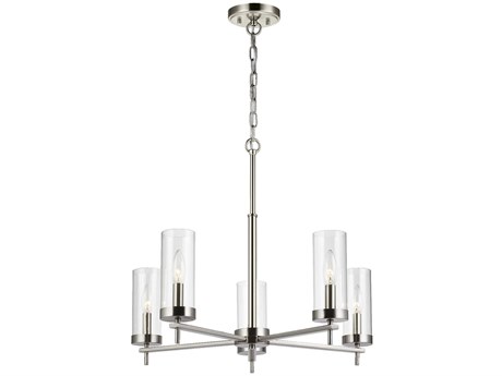 Visual Comfort Studio Zire 5-Light Brushed Nickel Candelabra Cylinder Chandelier