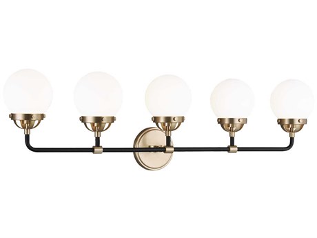 Visual Comfort Studio Cafe 5-Light Satin Brass Vanity Light