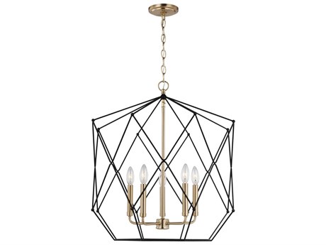 Visual Comfort Studio Zarra 5-Light Satin Brass Geometric Pendant