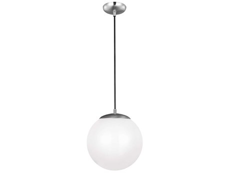 Visual Comfort Studio Leo 1-Light Satin Aluminum Silver Globe Mini Pendant