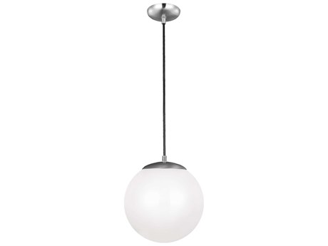 Visual Comfort Studio Leo 1-Light Satin Aluminum Silver Globe Mini Pendant