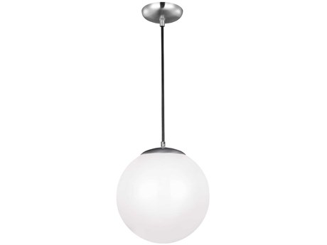 Visual Comfort Studio Leo 1-Light Satin Aluminum Silver Globe Pendant
