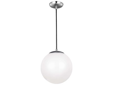 Visual Comfort Studio Leo 1-Light Satin Aluminum Silver Globe Pendant