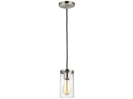 Visual Comfort Studio Zire 1-Light Brushed Nickel Cylinder Mini Pendant