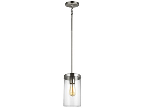 Visual Comfort Studio Zire 1-Light Brushed Nickel Cylinder Mini Pendant