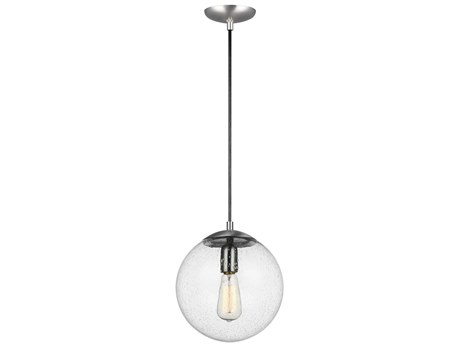 Visual Comfort Studio Leo 1-Light Satin Aluminum Silver Globe Mini Pendant