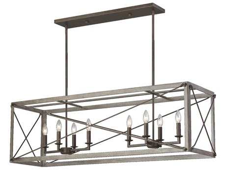 Visual Comfort Studio Thornwood 8-Light Washed Pine Brown Linear Island Pendant