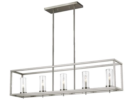 Visual Comfort Studio Zire 5-Light Brushed Nickel Cylinder Island Pendant