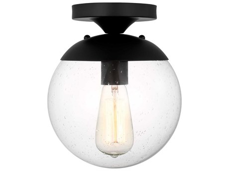 Visual Comfort Studio Leo 1-Light Midnight Black Globe Semi Flush Mount