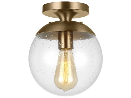 Visual Comfort Studio Leo 1-Light Satin Brass Globe Semi Flush Mount