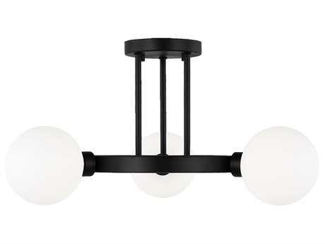 Visual Comfort Studio Clybourn 3-Light Midnight Black Globe Semi Flush Mount