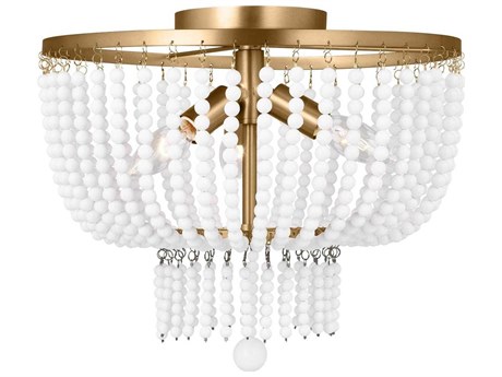 Visual Comfort Studio Jackie 3-Light Satin Brass Flush Mount