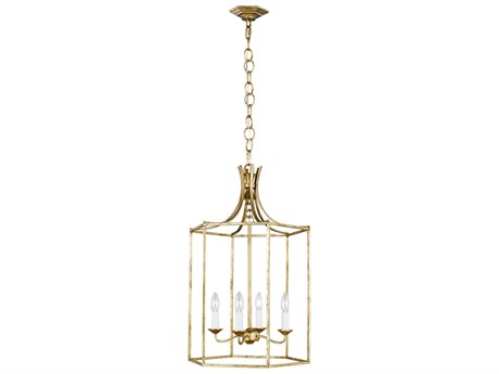 Visual Comfort Studio Bantry House 4-Light Antique Gild Gold Candelabra Lantern Chandelier