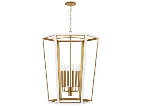 Visual Comfort Studio Curt 6-Light Matte White Lantern Chandelier