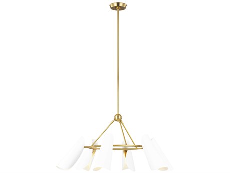 Visual Comfort Studio Tresa 6-Light Matte White Burnished Brass Chandelier