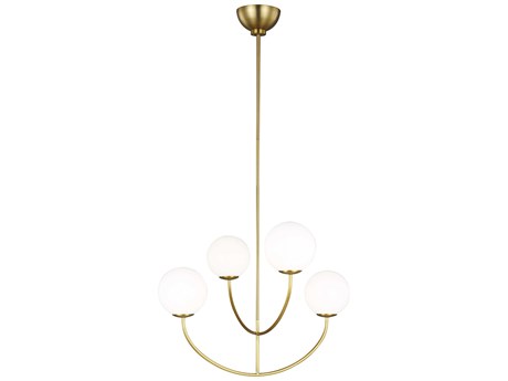 Visual Comfort Studio Galassia 4-Light Burnished Brass Globe Tiered Chandelier