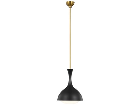 Visual Comfort Studio Lucerne 1-Light Midnight Black Burnished Brass Dome Mini Pendant