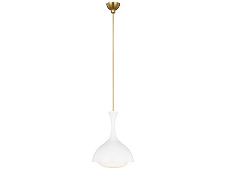 Visual Comfort Studio Lucerne 1-Light Matte White Burnished Brass Dome Mini Pendant
