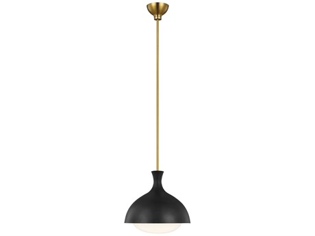 Visual Comfort Studio Lucerne 1-Light Midnight Black Burnished Brass Dome Mini Pendant