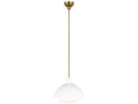 Visual Comfort Studio Lucerne 1-Light Matte White Burnished Brass Dome Pendant