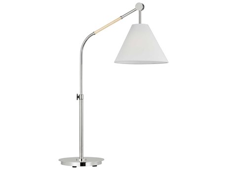 Visual Comfort Studio Remy Polished Nickel White Linen Fabric Desk Lamp