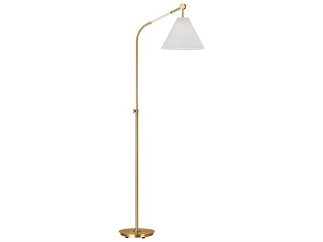Visual Comfort Studio Remy Burnished Brass White Linen Fabric Floor Lamp