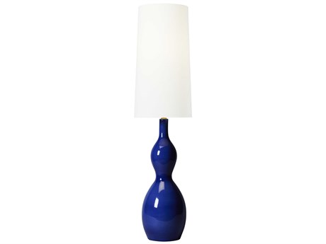 Visual Comfort Studio Antonina Blue Celadon White Linen Fabric Floor Lamp
