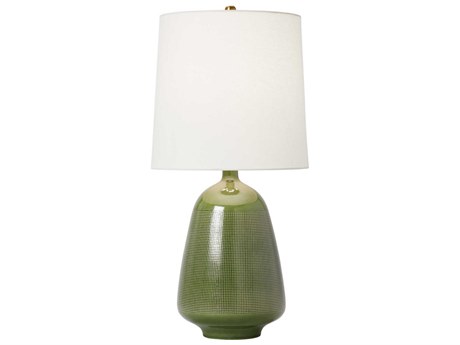 Visual Comfort Studio Ornella Green White Linen Fabric Buffet Lamp
