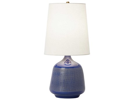 Visual Comfort Studio Ornella Blue Celadon White Linen Fabric Table Lamp