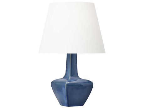 Visual Comfort Studio Diogo Blue Anglia Crackle White Linen Fabric Buffet Lamp