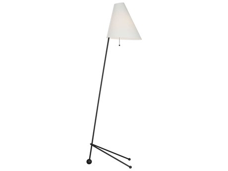 Visual Comfort Studio Gustav Aged Iron White Linen Fabric Black Floor Lamp