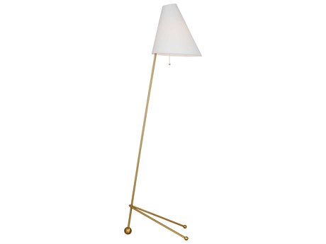 Visual Comfort Studio Gustav Burnished Brass White Linen Fabric Floor Lamp