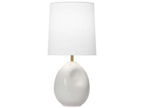 Visual Comfort Studio Ulla Dove Grey Crackle White Linen Fabric Table Lamp
