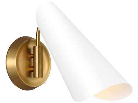 Visual Comfort Studio Tresa 1-Light Matte White Burnished Brass Wall Sconce