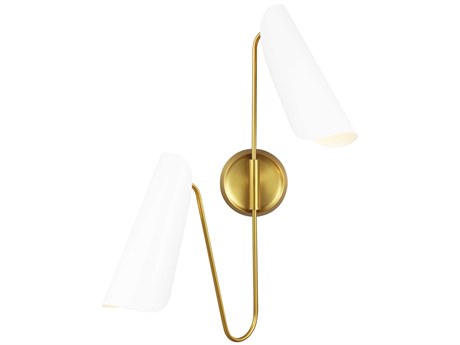 Visual Comfort Studio Tresa 2-Light Matte White Burnished Brass Wall Sconce