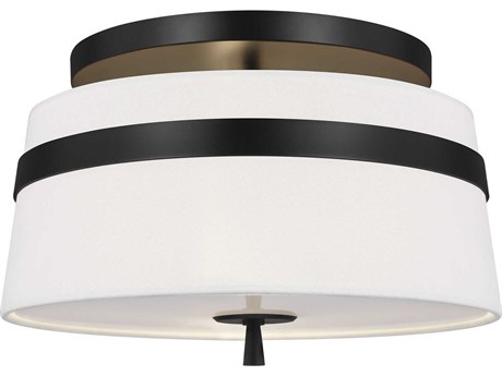 Visual Comfort Studio Cordtlandt 3-Light Aged Iron Black Drum Flush Mount