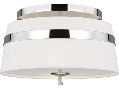 Visual Comfort Studio Cordtlandt 3-Light Polished Nickel Drum Flush Mount