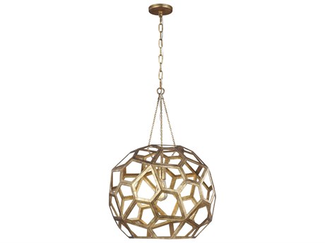 Visual Comfort Studio Feccetta 1-Light Antique Gild Gold Geometric Pendant