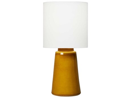 Visual Comfort Studio Vessel Oil Can White Linen Fabric Orange Table Lamp