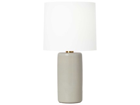 Visual Comfort Studio Shanghai Shellish Grey White Linen Fabric Buffet Lamp