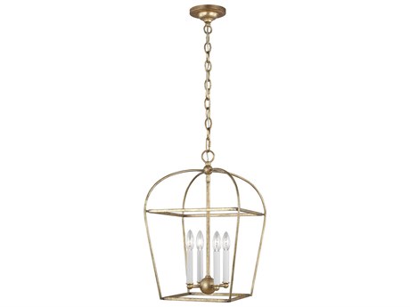Visual Comfort Studio Stonington 4-Light Antique Gild Gold Lantern Chandelier