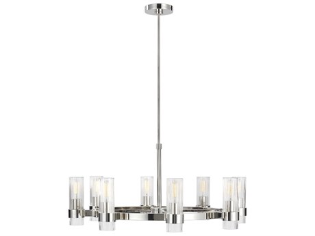 Visual Comfort Studio Geneva 8-Light Polished Nickel Cylinder Chandelier