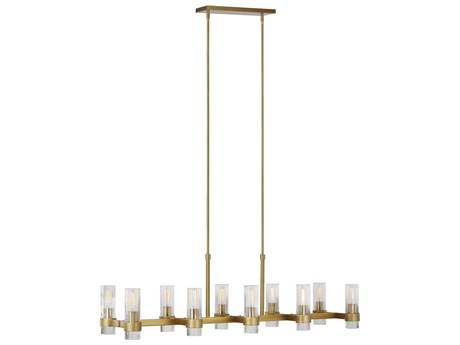 Visual Comfort Studio Geneva 10-Light Burnished Brass Cylinder Island Pendant