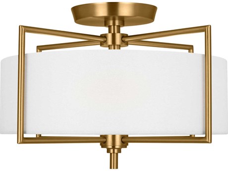 Visual Comfort Studio Perno 2-Light Burnished Brass Drum Semi Flush Mount