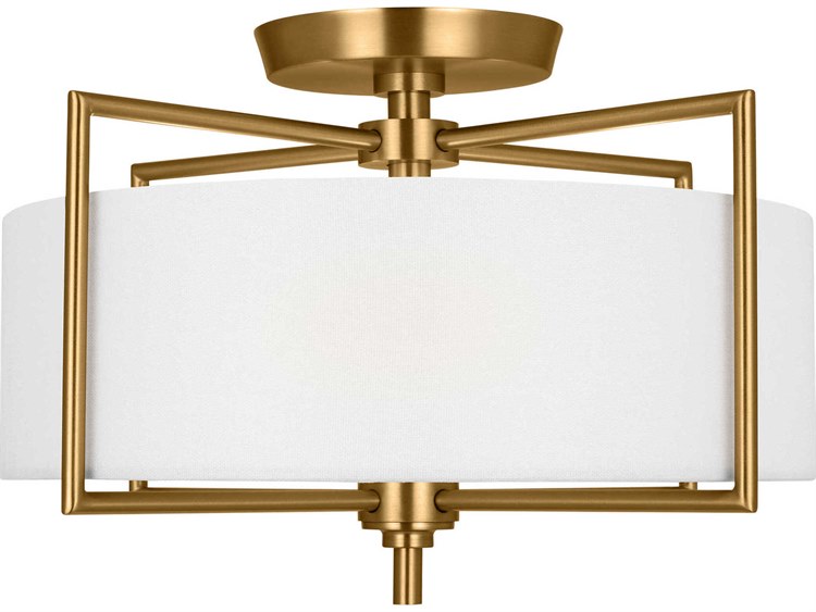 Photos - Chandelier / Lamp Visual Comfort Studio Perno 2-Light Burnished Brass Drum Semi Flush Mount CF1122BBS