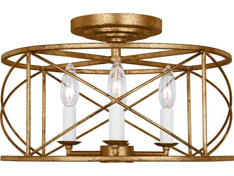 Visual Comfort Studio Beatrix 4-Light Antique Gild Gold Semi Flush Mount