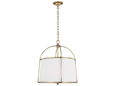 Visual Comfort Studio Stonington 2-Light Antique Gild Gold Drum Pendant