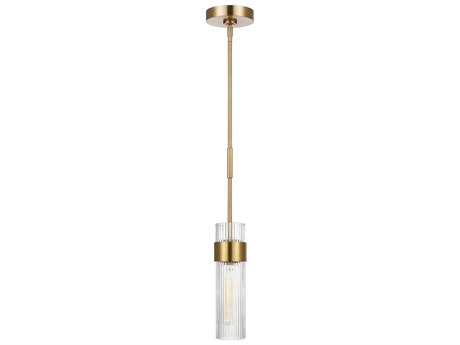 Visual Comfort Studio Geneva 1-Light Burnished Brass Cylinder Mini Pendant