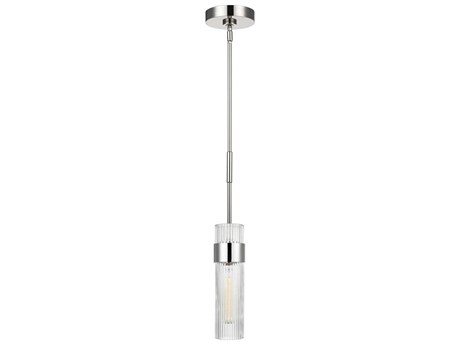 Visual Comfort Studio Geneva 1-Light Polished Nickel Cylinder Mini Pendant
