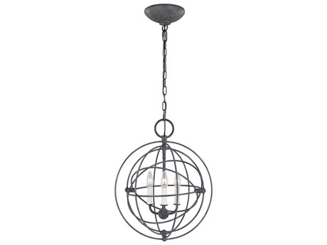 Visual Comfort Studio Bayberry 3-Light Weathered Galvanized Black Candelabra Globe Chandelier